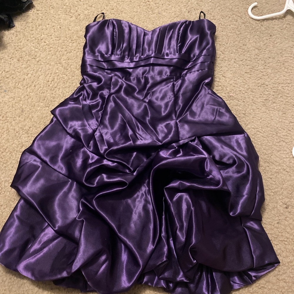 satin purple dress